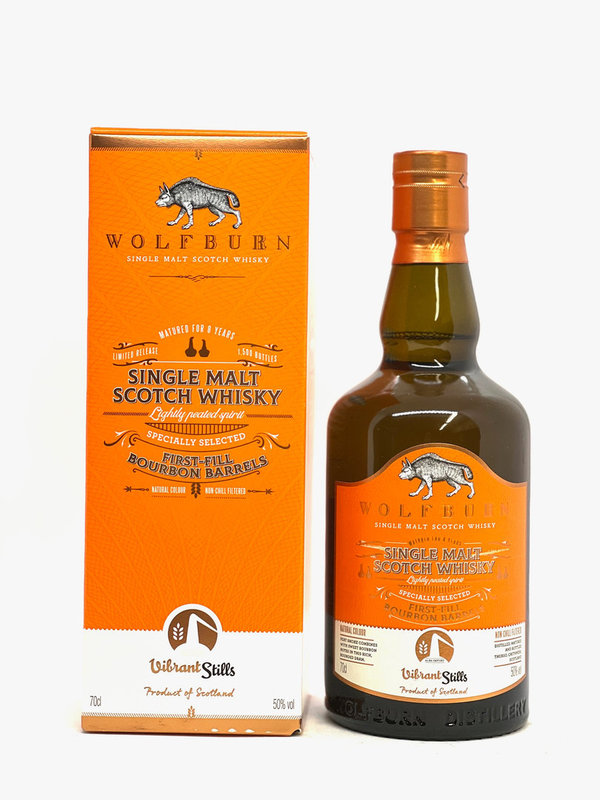 Wolfburn 8 Lightly Peated Bourbon - Vibrant Stills, 50%